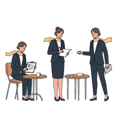 Obraz premium Businesswoman character set in various work poses and activities.