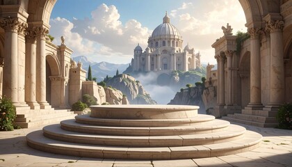 Grand ancient plaza with palatial edifice view