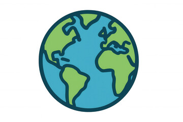 Obraz premium Earth globe cartoon drawing icon representing global connections, environment, technology, world map, and data on a transparent background