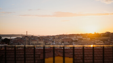Sunset view over Lisbon city