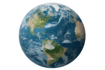 Fototapeta premium Planet earth rotating in space, showing america and parts of europe, featuring continents and oceans, transparent background