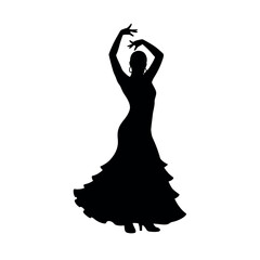 Fototapeta premium Silhouette of a Flamenco Dancer in Elegant Pose.
