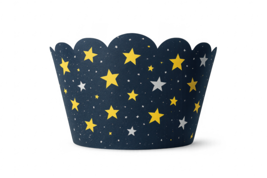 Dark blue cupcake wrapper with stars pattern