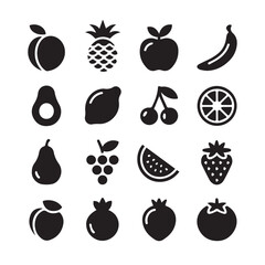 kitchen fruit icons collection 16 vector silhouettes ai eps jpeg perfect for logos