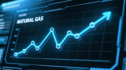 Animated digital graph displaying natural gas prices with a strong upward trend, symbolizing market growth, energy demand, and economic prosperity. - Powered by Adobe