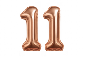 Rose gold number eleven foil balloon concept