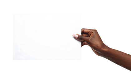 女性の手が白い紙を差し出す