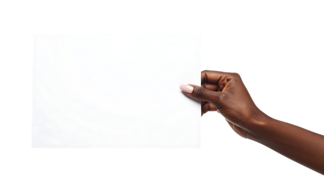 女性の手が白い紙を差し出す