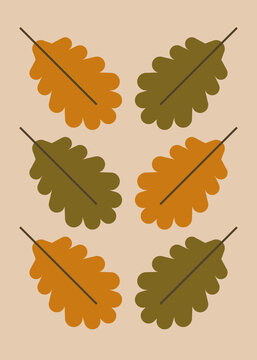 Autumn postcard design with oak leaves