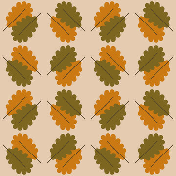 Autumn seamless pattern with oak leaves