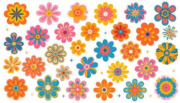 Vibrant collection of colorful abstract floral designs, perfect for cheerful and artistic projects.