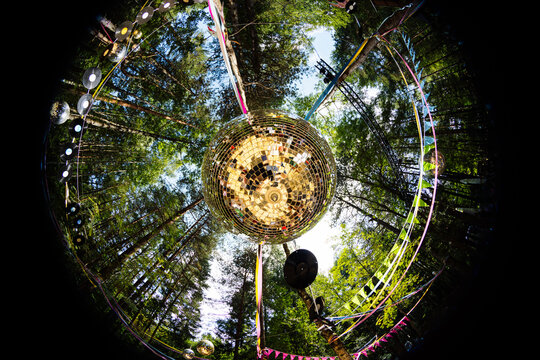 Shiny disco ball on music fest