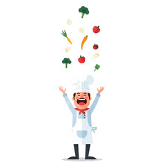 Chef Tossing Vegetables