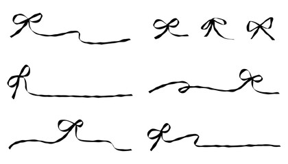 手書きのリボン、デコレーション線のセット、装飾素材