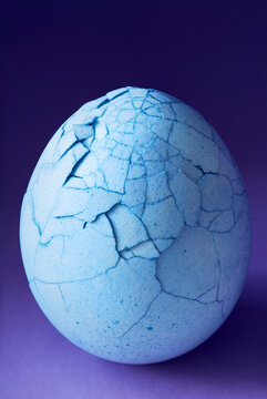 cracked blue egg with complex texture