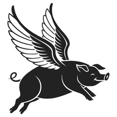 Whimsical flying pig with wings
