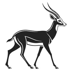 Stylized black silhouette of a gazelle walking