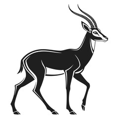 Stylized black silhouette of a gazelle with curved horns