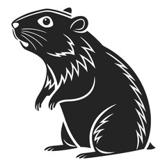 Stylized black silhouette of a standing groundhog