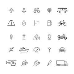 Transportation Icon Set Collection. Vehicles, Travel, and Mobility Symbols