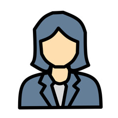 Businesswoman Career Professional Icon Flat Color Vector for Leadership Office Management Corporate and Success Design
