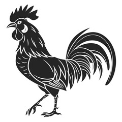Stylized black silhouette of a proud rooster