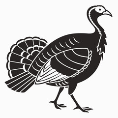 Stylized black silhouette of a turkey with fanned tail