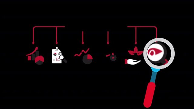 Animated Banner icon data and analytics concept. Featuring Charts, reports, statistics, KPIs, growth, insights. Animated in alpha channel 
