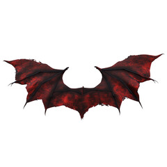 Naklejka premium Pair of vivid red bat wings with black outlines on transparent background