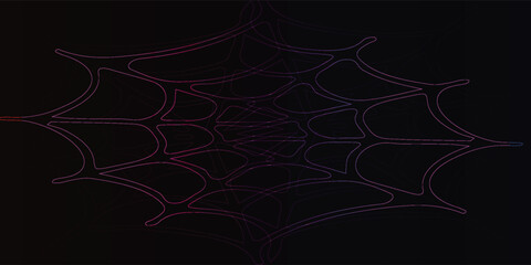 Intricate spiderweb design with a gradient of red and purple lines on a dark background.