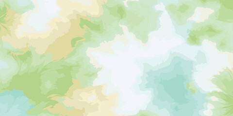 Abstract watercolor background with soft pastel colors, blending green, yellow, and blue hues.
