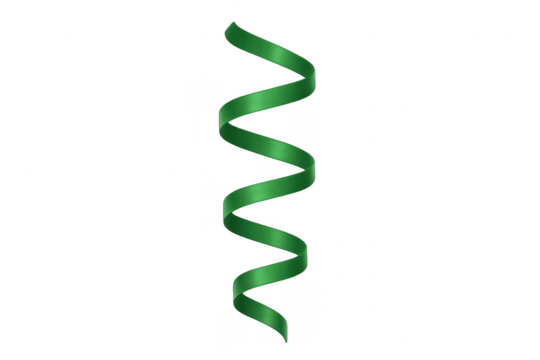 Green spiral ribbon curling for festive decoration