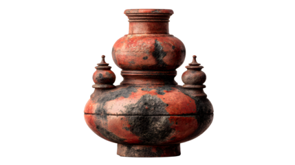 An ancient Greek water clock, or clepsydra, with a terracotta finish. isolated on white background  ---q 2