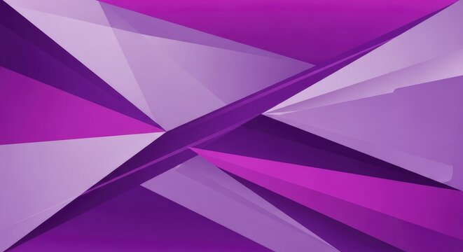 Abstract geometric composition featuring overlapping polygonal shapes in shades of purple and lavender creating a dynamic faceted design