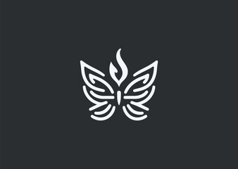 A delicate butterfly line art logo, representing transformation, beauty, and creative freedom