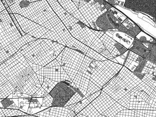 Obraz premium Detailed artistic sketch map of Colegiales, Argentina, in monochrome black and white.