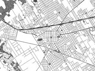 Obraz premium Black and white cartographic illustration of Pilar, Argentina, in hand-drawn sketch form.