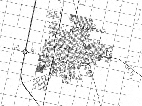 Monochrome hand-drawn style map of Rafaela, Argentina, ideal for decorative and editorial use.