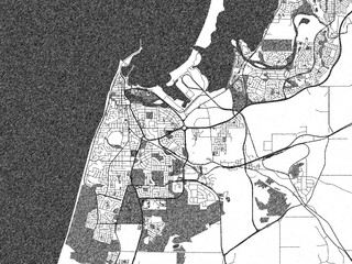 Fototapeta premium Artistic urban sketch of Bunbury, Australia, detailed in black and white map form.