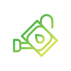 Gradient Watering Can Icon in Green and Yellow Isolated on White Background