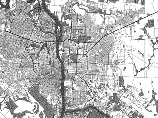 Obraz premium Illustrated map of Foz do Iguacu, Brazil, in black and white hand-drawn digital style.