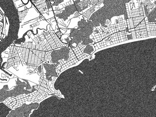 Obraz premium Minimalist monochrome city map of Guaruja, Brazil, illustrated with urban detail.