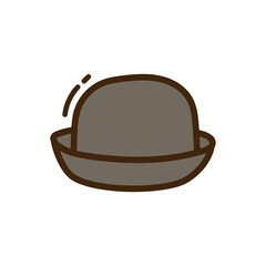 Gray Rounded Crown Hat with Brown Brim in Isometric View on Transparent Background a Simple and Clean Design Perfect for Illustrations