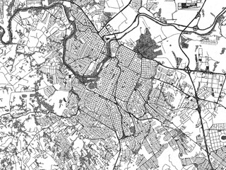 Naklejka premium Sketch-style black and white map of Piracicaba, Brazil, perfect for illustration and wall art.