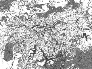 Obraz premium Black and white map poster of Sao Paolo Metro, Brazil, illustrated in hand-drawn style.