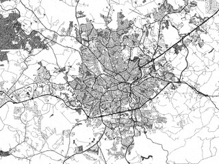Obraz premium Decorative black and white map of Sorocaba, Brazil, rendered in sketch-like style.