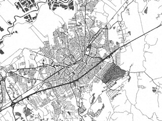 Obraz premium Poster-style sketch map of Taubate, Brazil, designed in artistic monochrome.