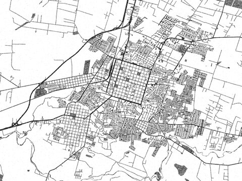Decorative monochrome illustration of Chillan, Chile, showing its detailed grid.
