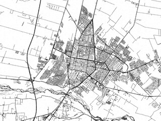 Fototapeta premium Decorative monochrome illustration of Rancagua, Chile, showing its detailed grid.