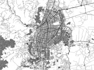 Obraz premium Monochrome hand-drawn style map of Cali, Colombia, ideal for decorative and editorial use.